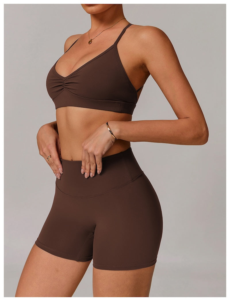 Foundation Ruched Sports Bra Chocolate Brown