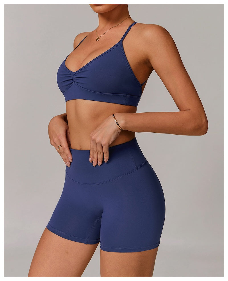 Foundation Ruched Sports Bra Navy