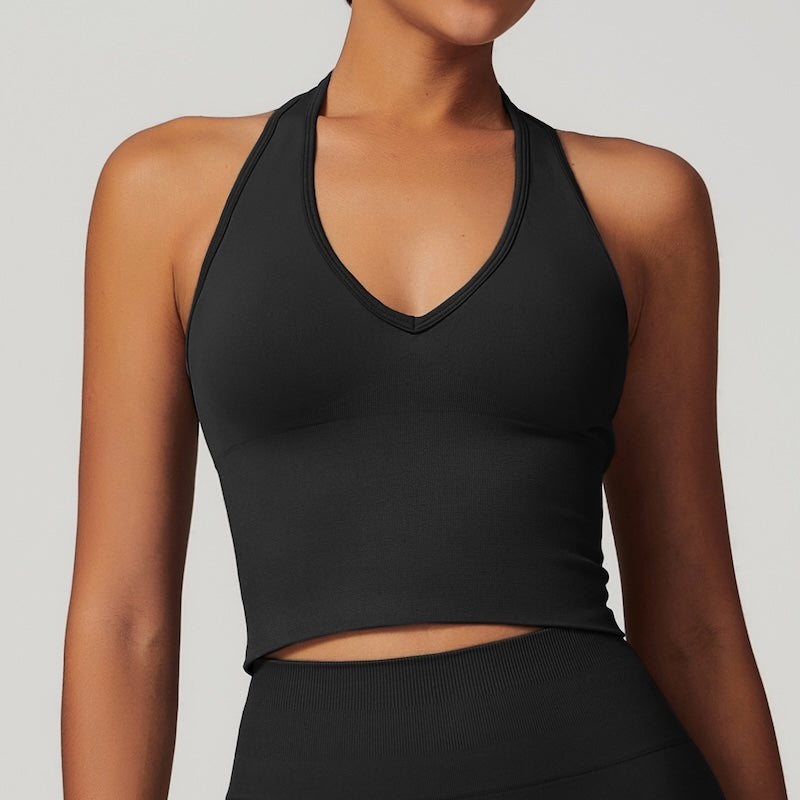 Halterneck Seamless Tank Black