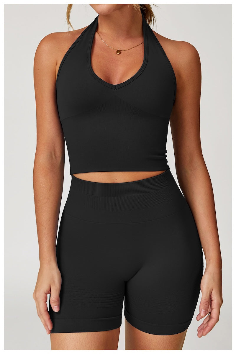 Halterneck Seamless Tank Black