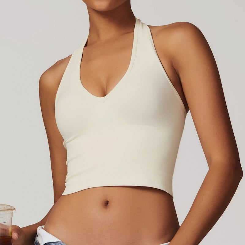 Halterneck Seamless Tank Creamy White