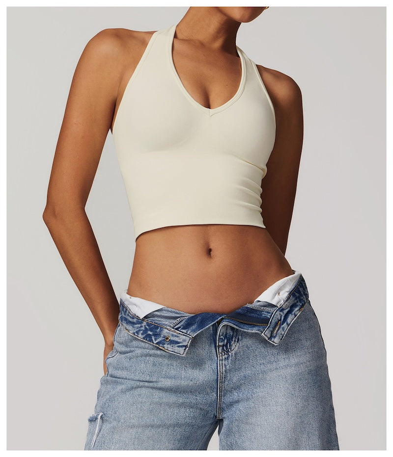 Halterneck Seamless Tank Creamy White