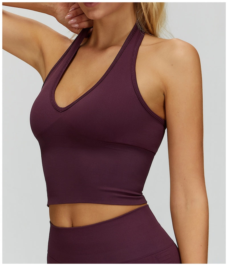 Halterneck Seamless Tank Plum