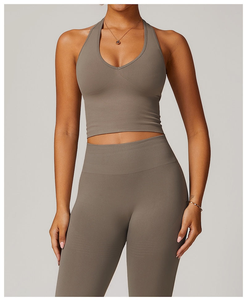 Halterneck Seamless Tank Warm Brown