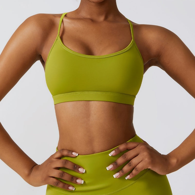 Marshmallow Crossback Sports Bra Matcha