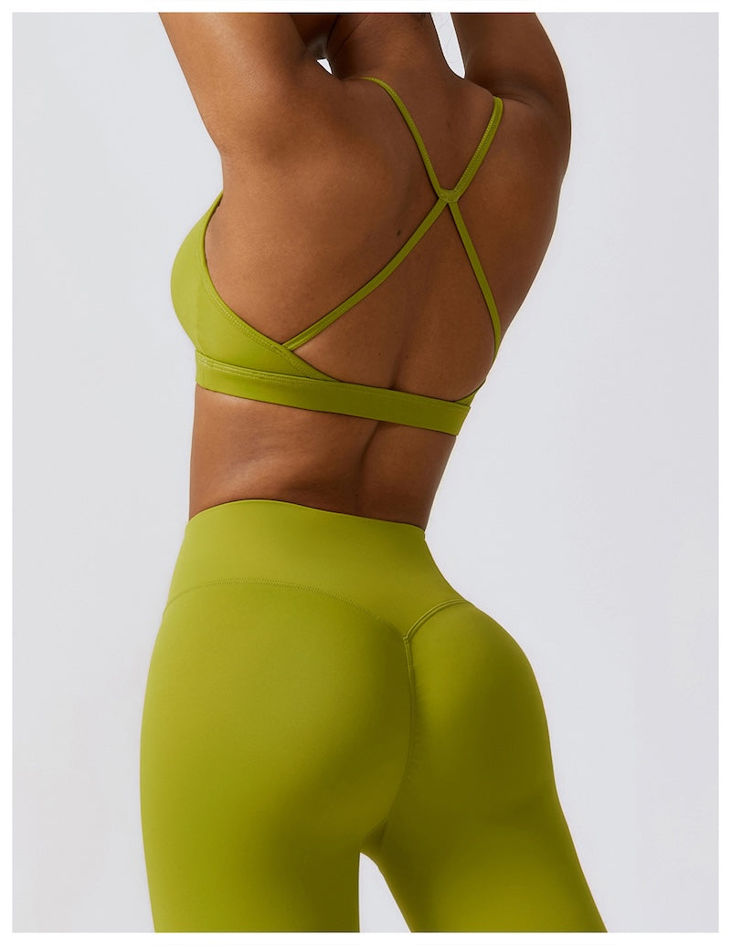 Marshmallow Crossback Sports Bra Matcha