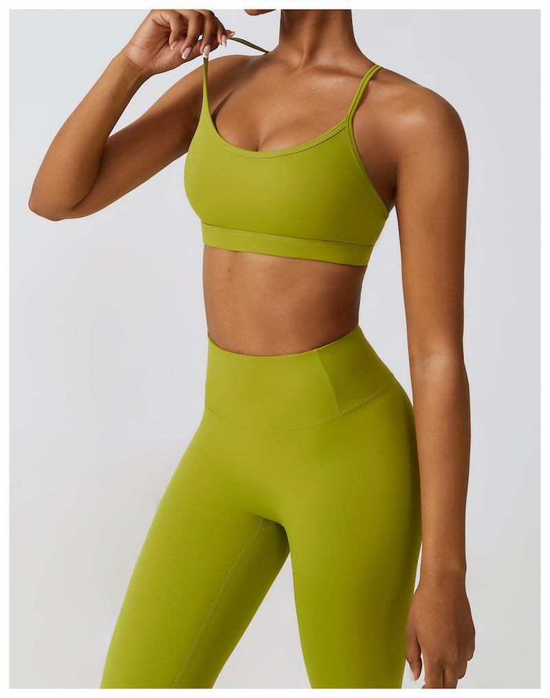 Marshmallow Crossback Sports Bra Matcha