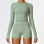 Plush Mid Long Sleeve Top Avocado Green