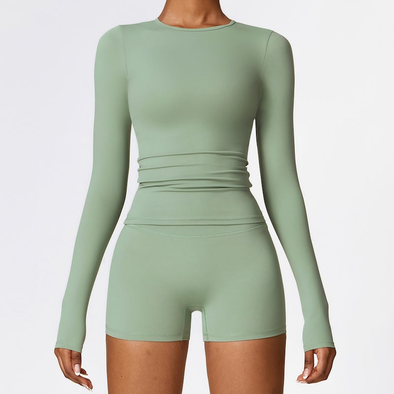 Plush Mid Long Sleeve Top Avocado Green