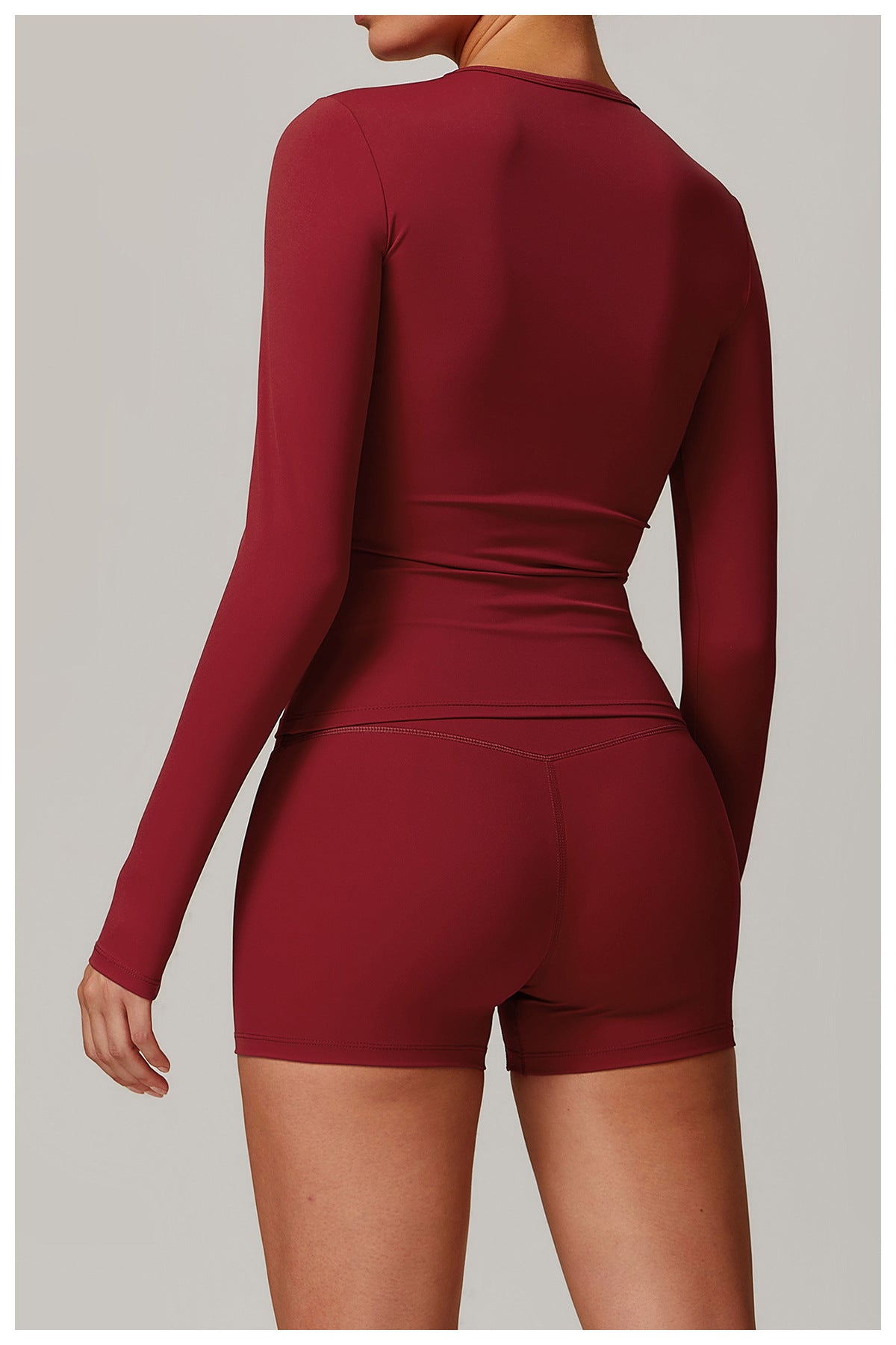 Plush Mid Long Sleeve Top Burgundy Red
