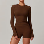Plush Mid Long Sleeve Top Chocolate Brown