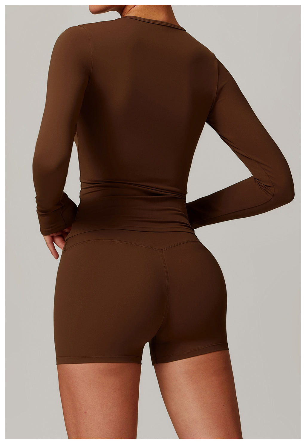 Plush Mid Long Sleeve Top Chocolate Brown