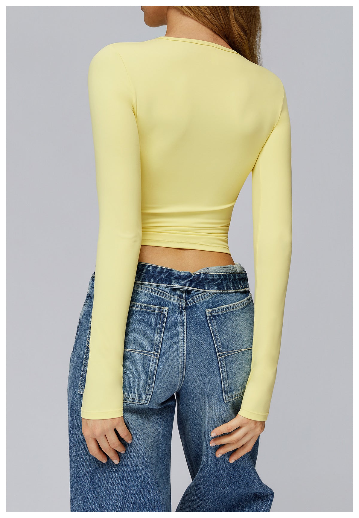 Plush Mid Long Sleeve Top Pastel Yellow