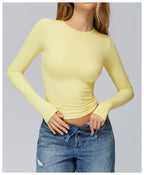Plush Mid Long Sleeve Top Pastel Yellow