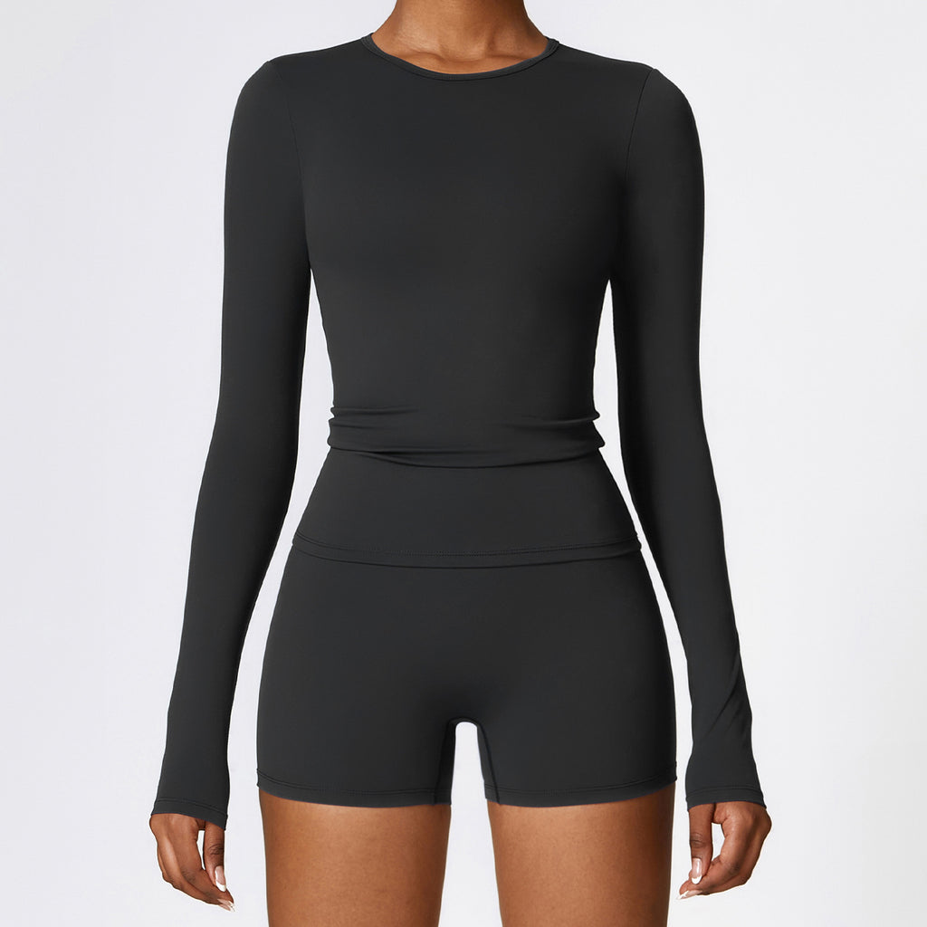 Plush Mid Long Sleeve Top Black