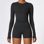 Plush Mid Long Sleeve Top Black