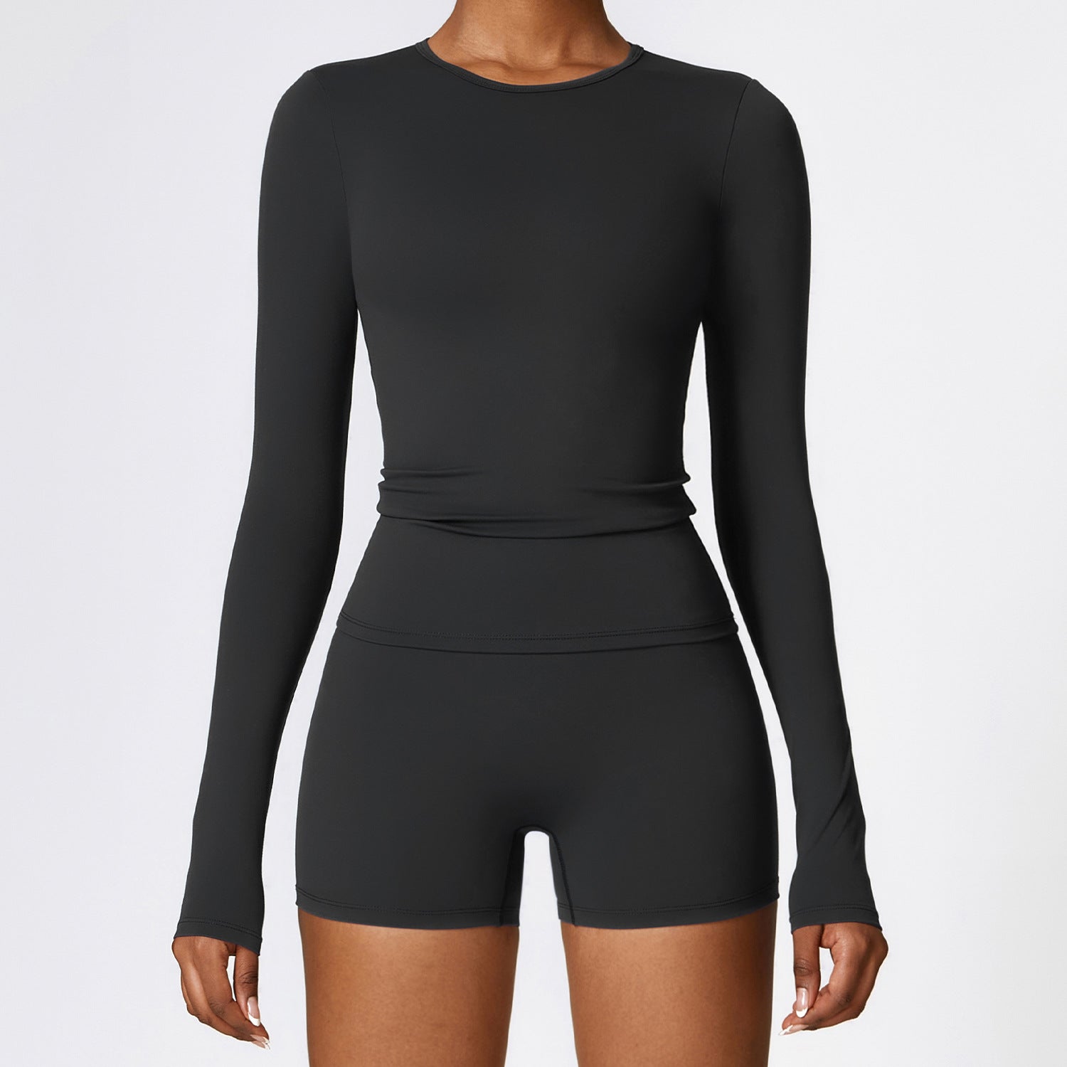 Plush Mid Long Sleeve Top Black