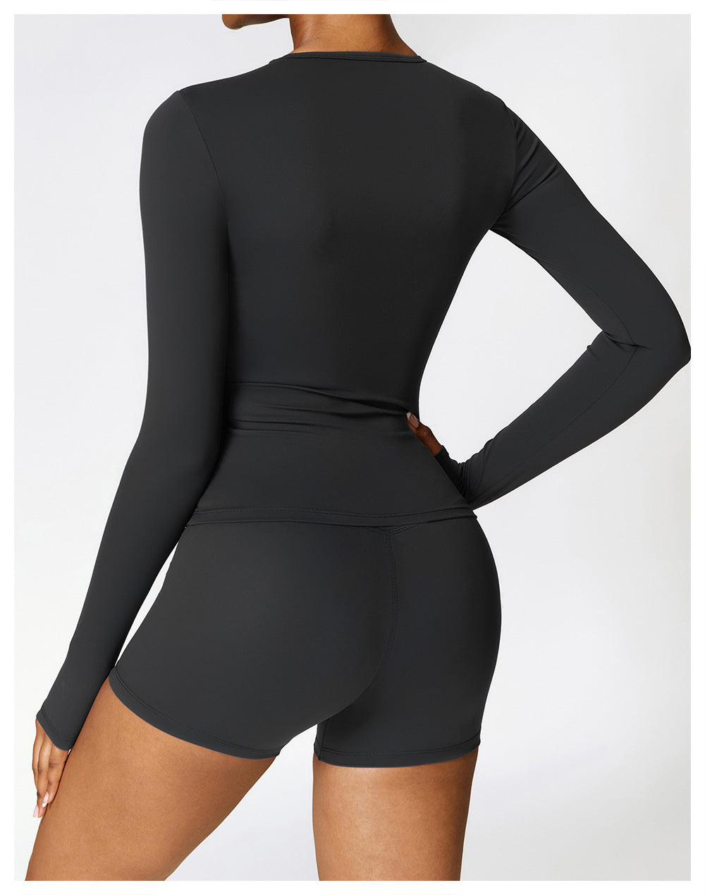 Plush Mid Long Sleeve Top Black