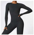 Plush Mid Long Sleeve Top Black