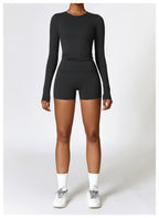 Plush Mid Long Sleeve Top Black