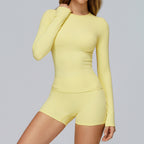 Plush Mid Long Sleeve Top Pastel Yellow