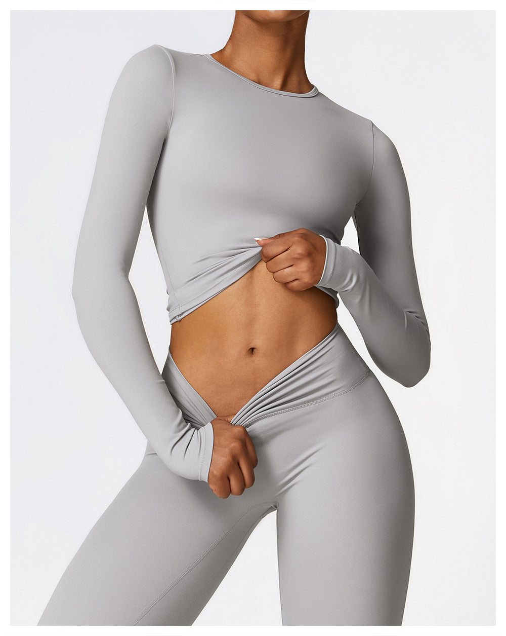 Plush Mid Long Sleeve Top Storm Grey