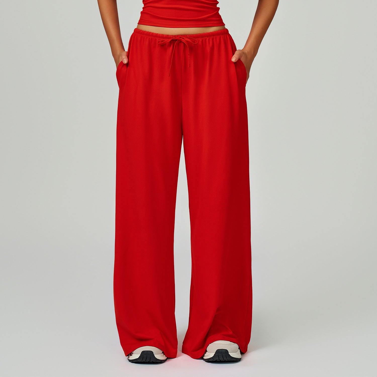 Plush Straight Leg Joggers Fire Red