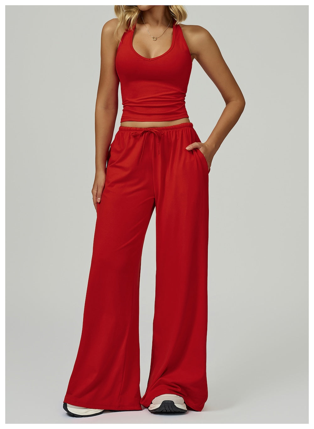 Plush Straight Leg Joggers Fire Red