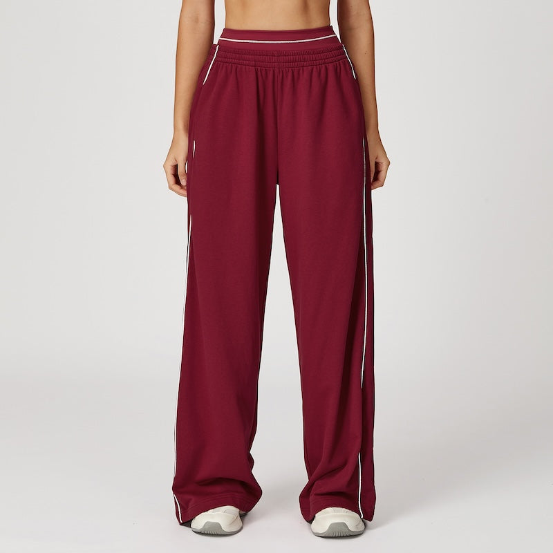 Routine Straight Leg Piping Joggers Burgundy Red