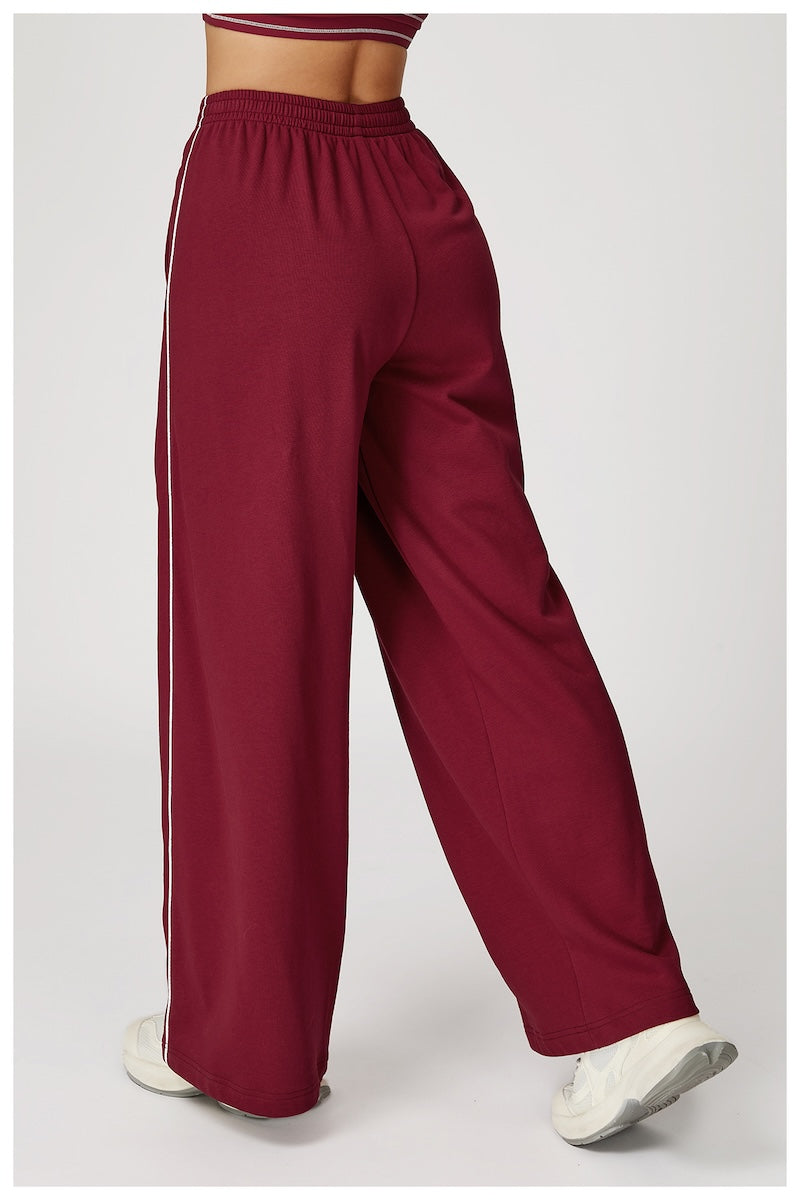 Routine Straight Leg Piping Joggers Burgundy Red