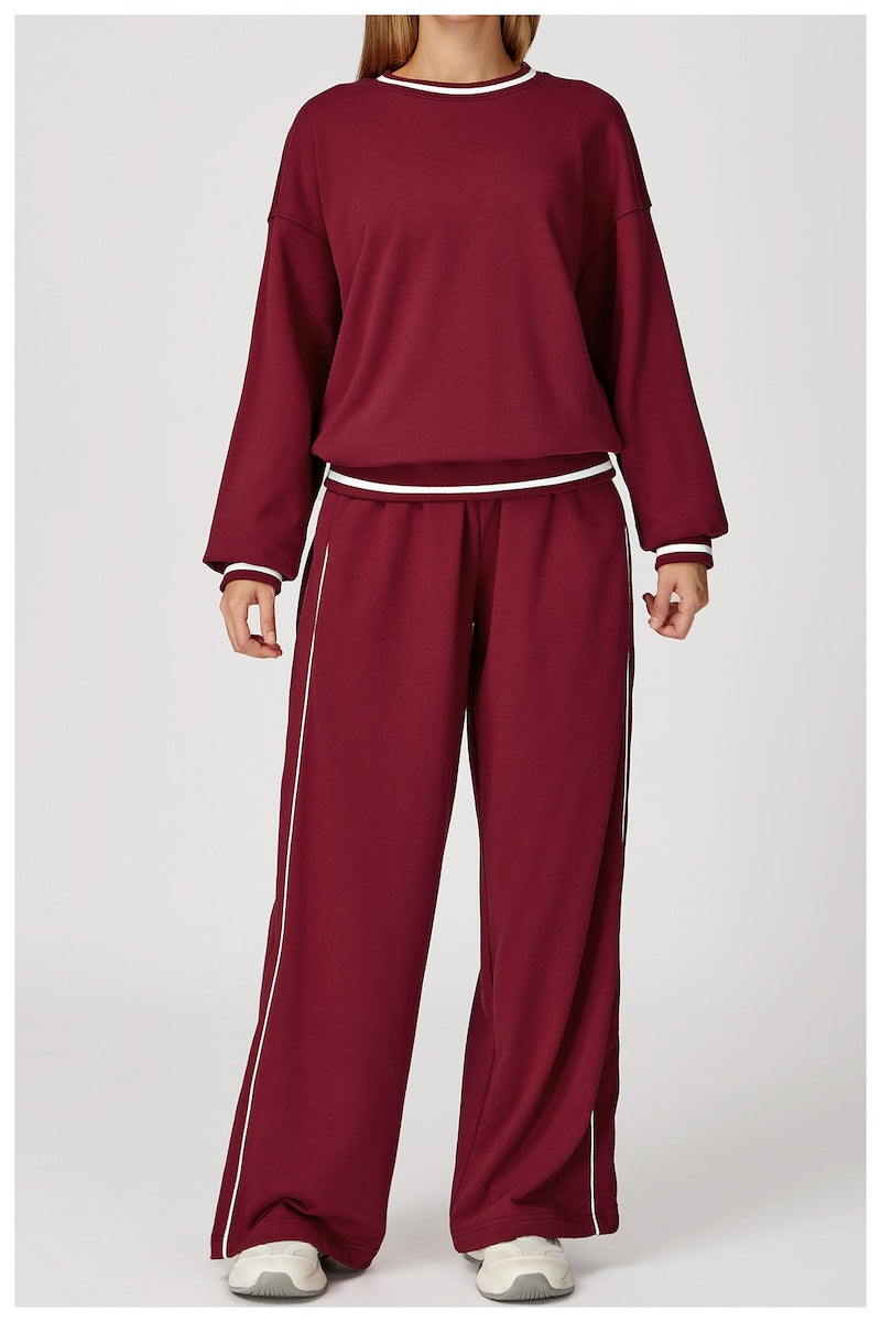 Routine Straight Leg Piping Joggers Burgundy Red