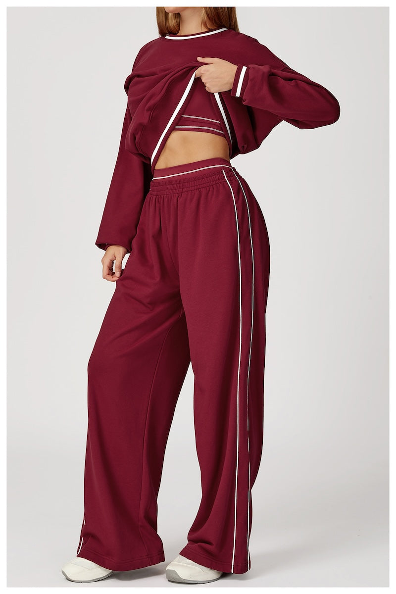 Routine Straight Leg Piping Joggers Burgundy Red