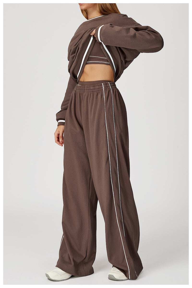 Routine Straight Leg Piping Joggers Chocolate Brown