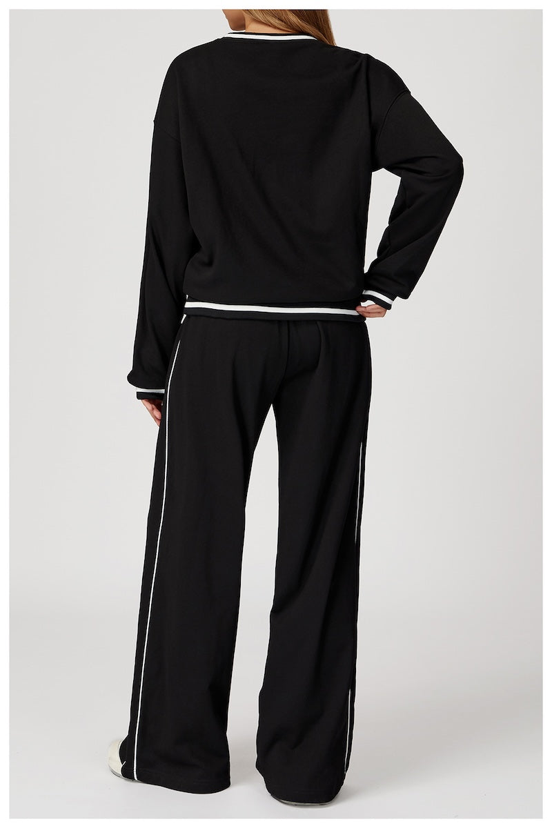 Routine Straight Leg Piping Joggers Black