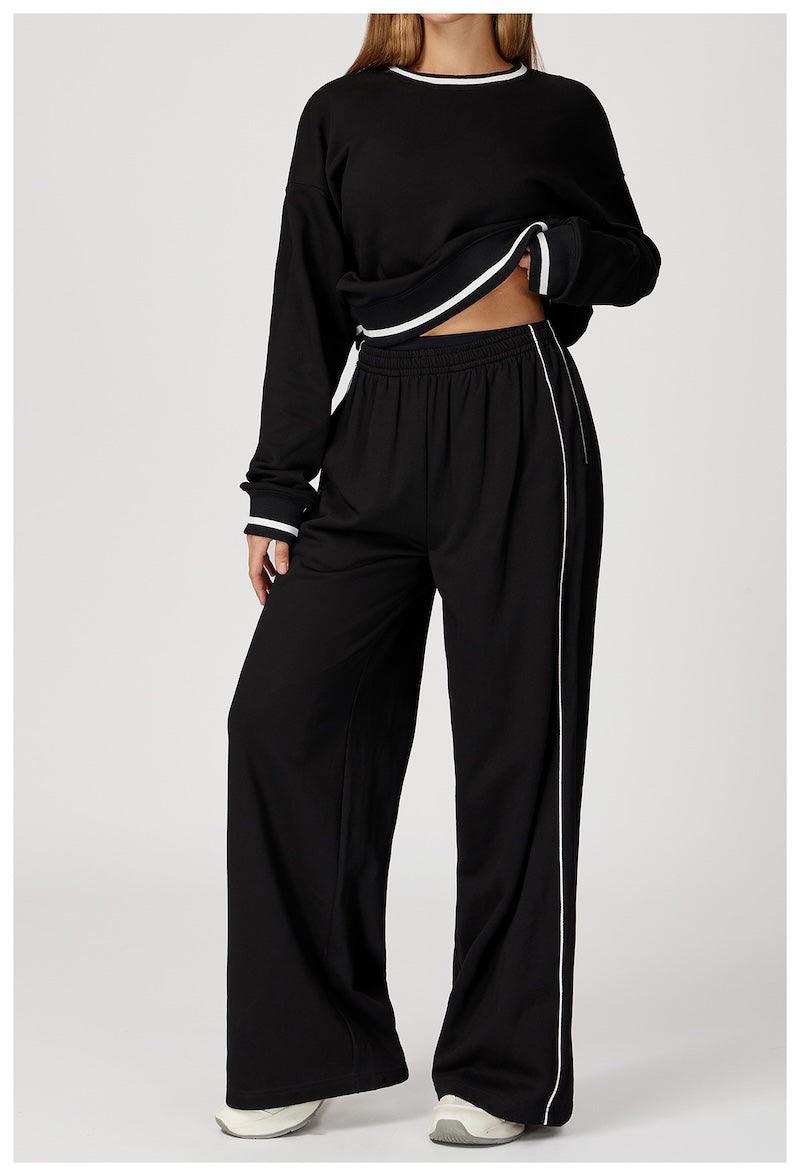 Routine Straight Leg Piping Joggers Black