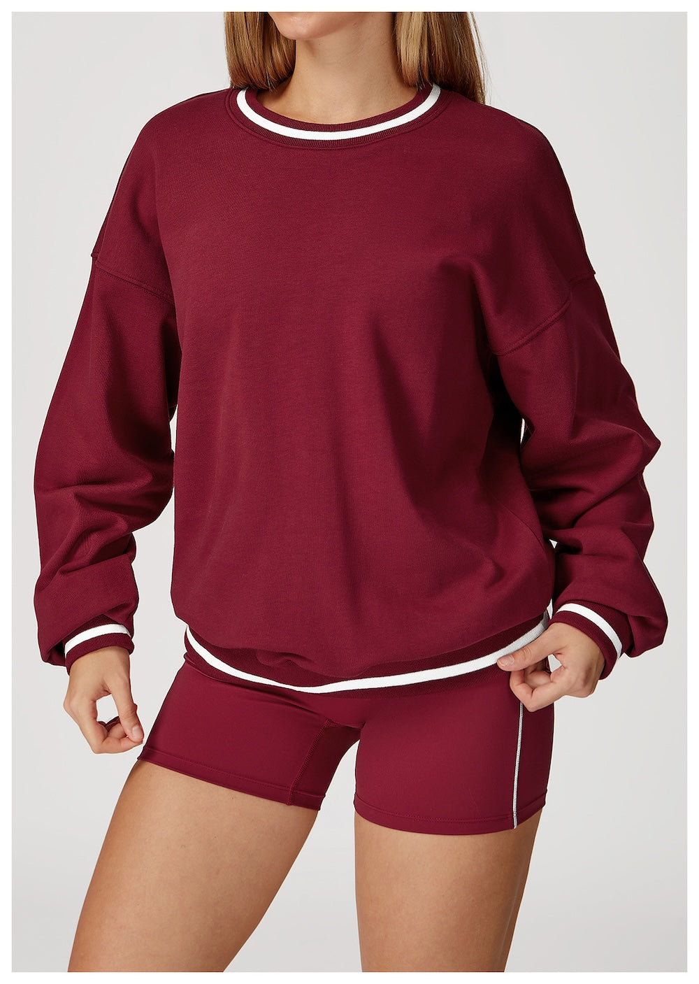 Routine Piping Sweatshirt Burgundy Red