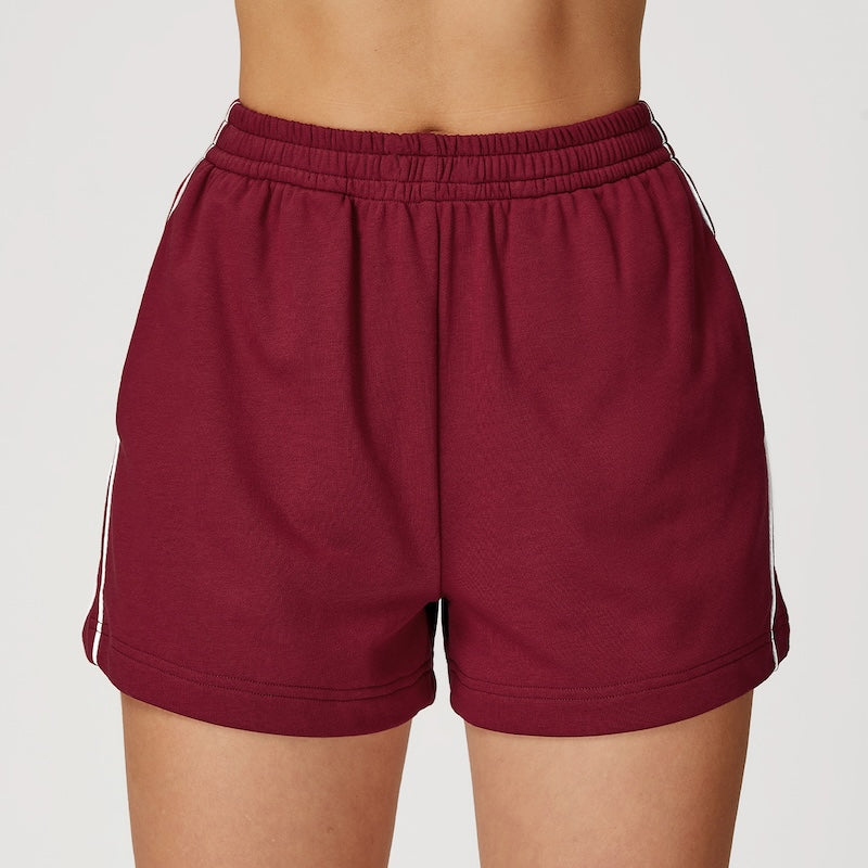 Routine Piping Shorts Burgundy Red