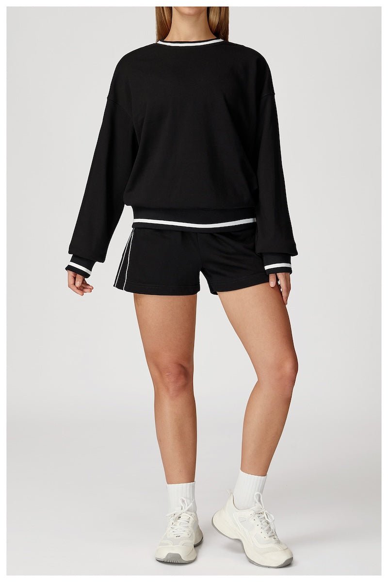 Routine Piping Shorts Black