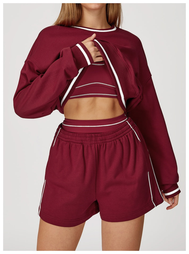 Routine Piping Shorts Burgundy Red