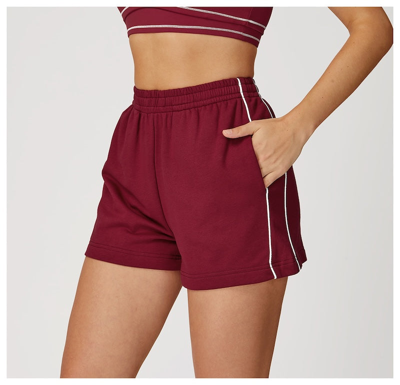 Routine Piping Shorts Burgundy Red
