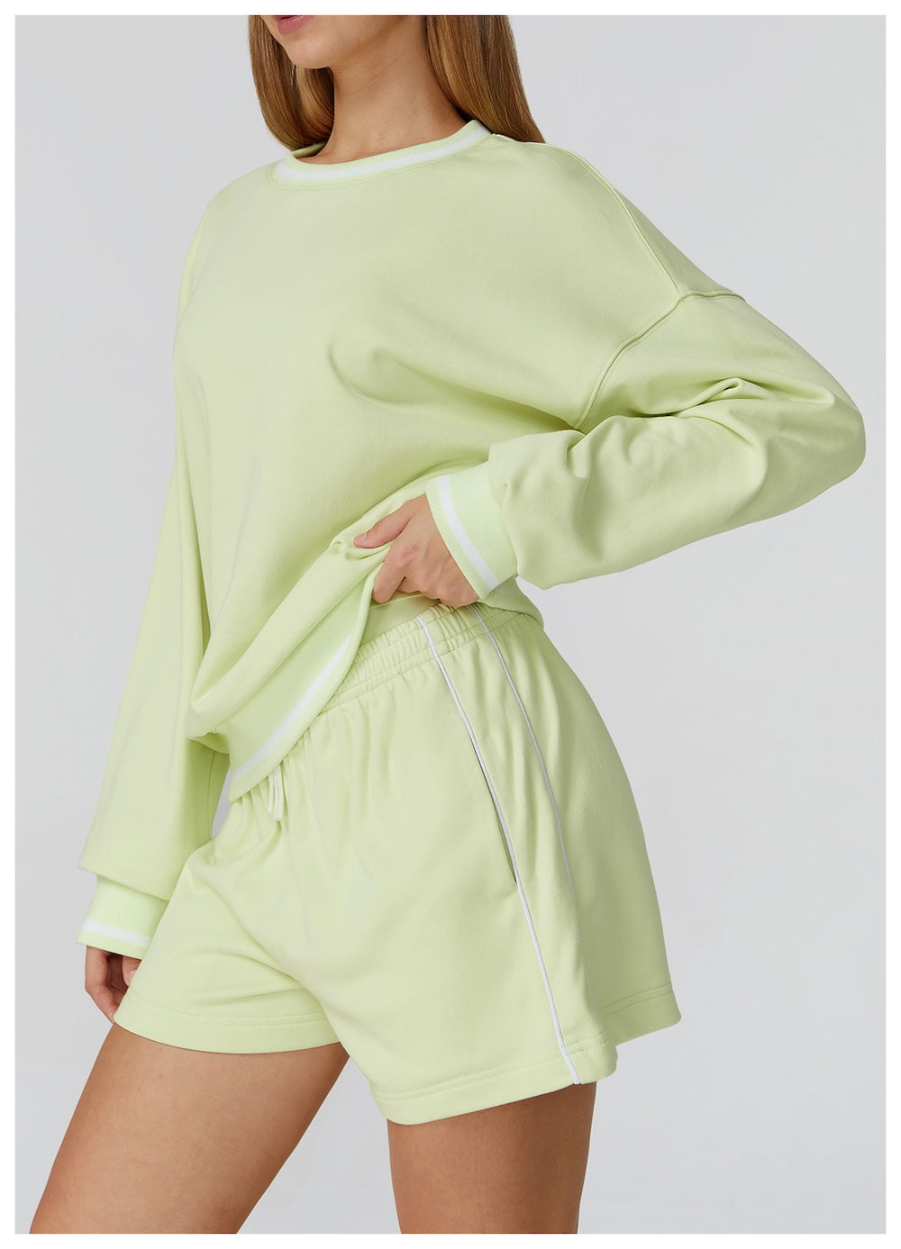 Routine Piping Shorts Charged Lime Green