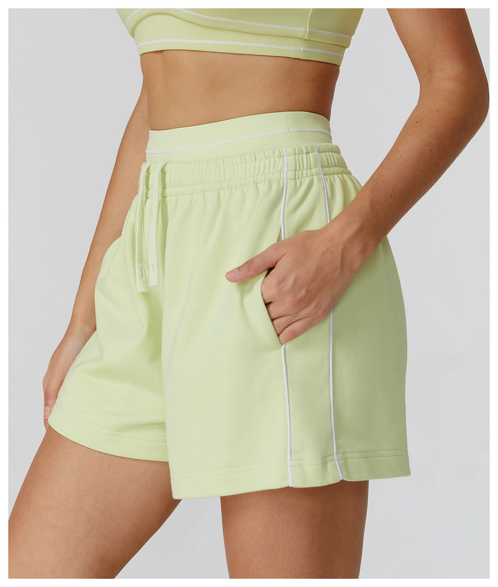 Routine Piping Shorts Charged Lime Green