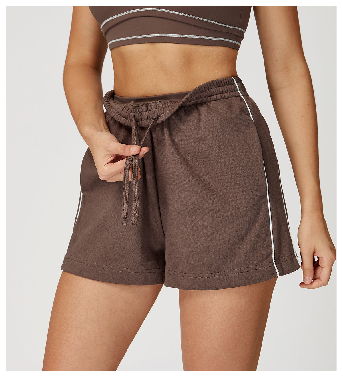 Routine Piping Shorts Chocolate Brown