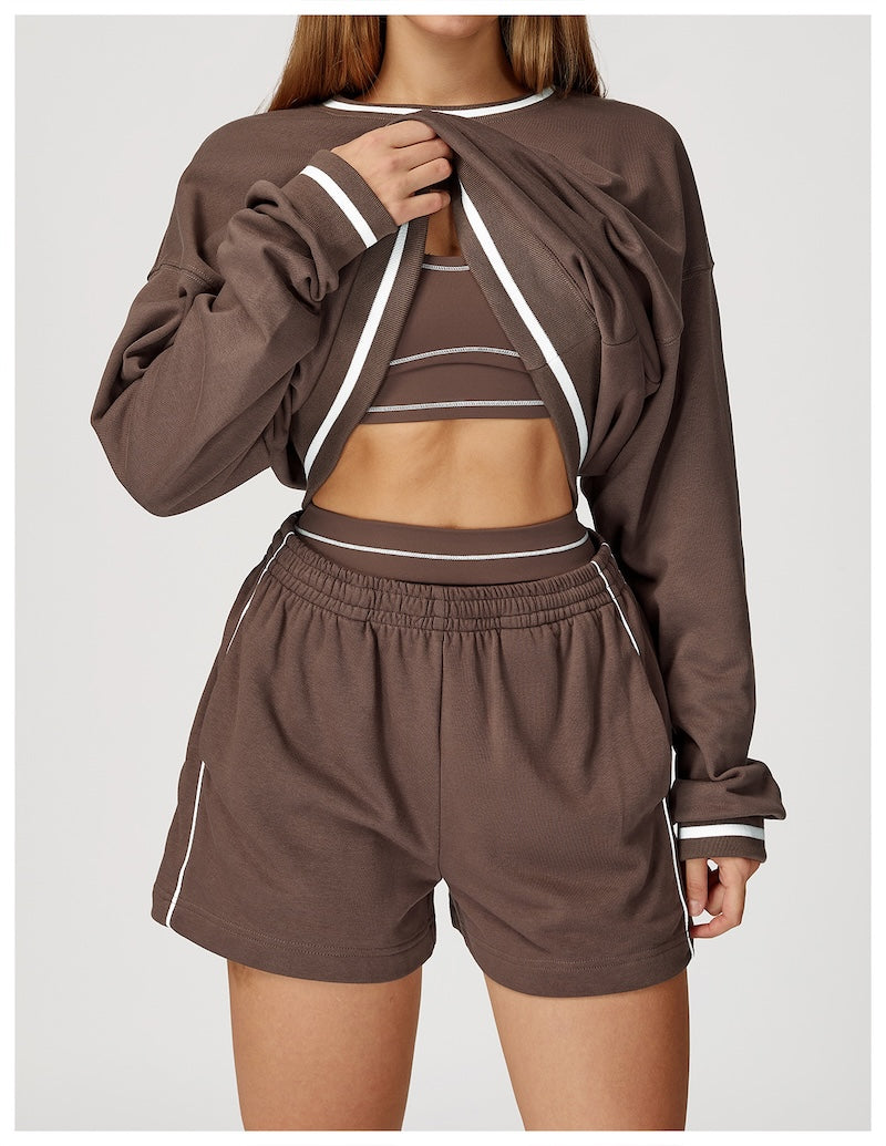 Routine Piping Shorts Chocolate Brown