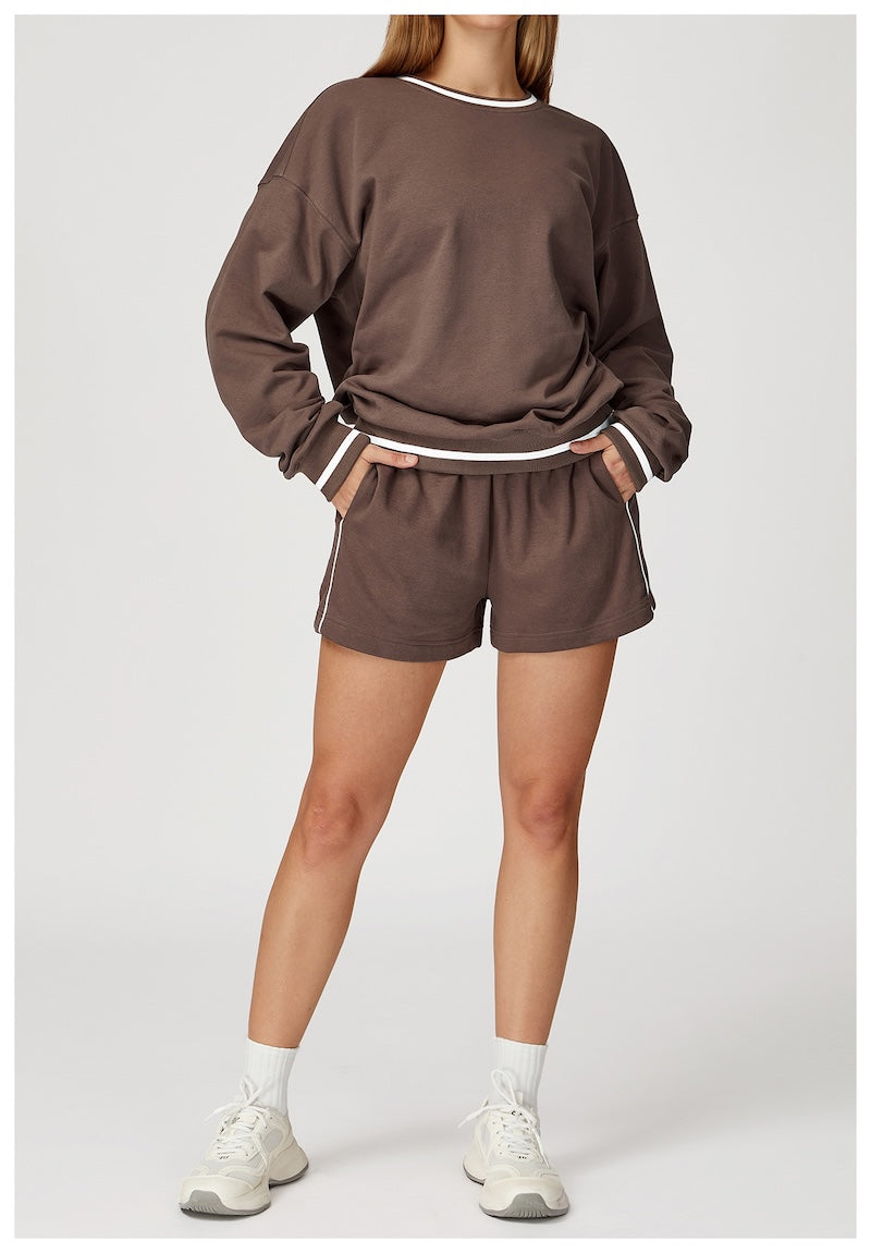 Routine Piping Shorts Chocolate Brown