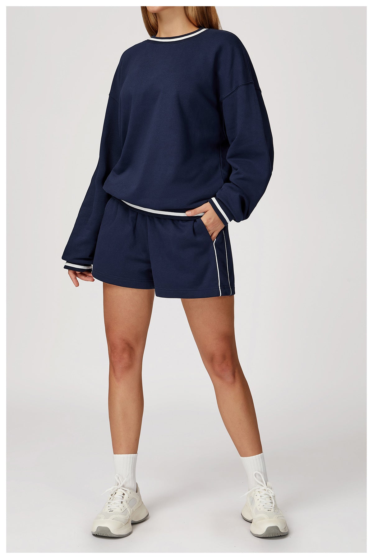 Routine Piping Shorts Navy